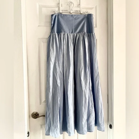 COMMENSE Solid High-Waisted Ruffle Pleated Maxi Skirt - Picture 7 of 11